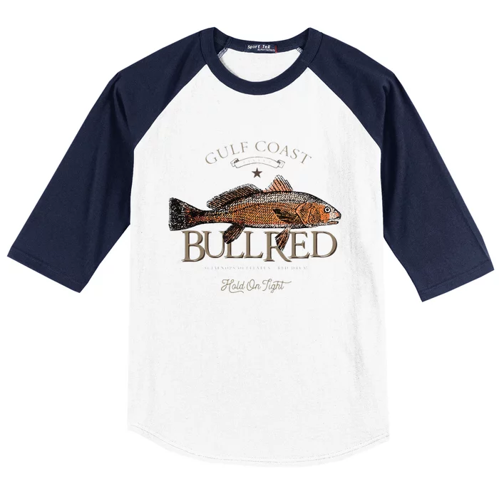 Fishing Gulf Red Drum Redfish Bull Red Baseball Sleeve Shirt