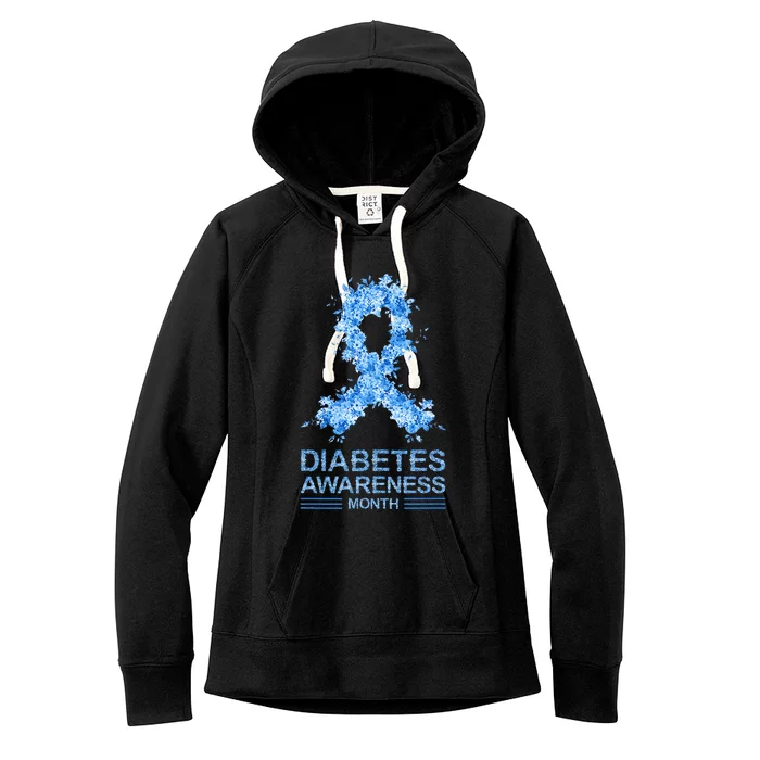 Floral Grey Ribbon Gifts Diabetes Awareness Women's Fleece Hoodie