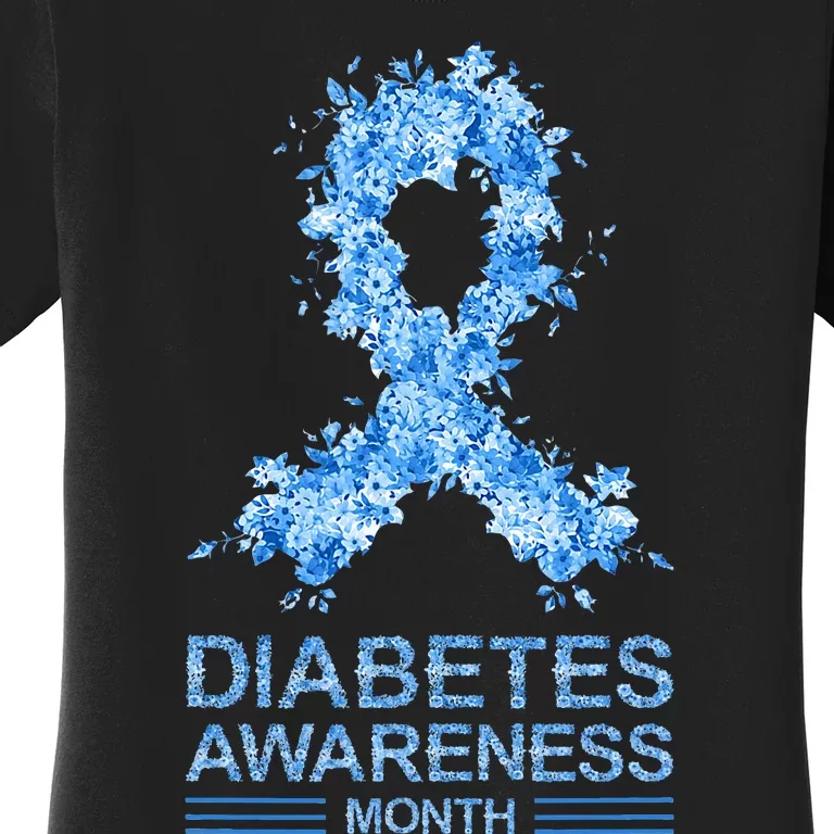 Floral Grey Ribbon Gifts Diabetes Awareness Women's T-Shirt