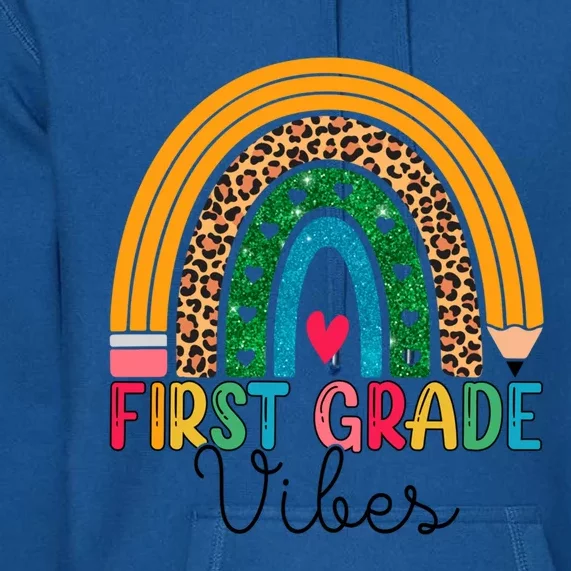 First Grade Rainbow Leopard 1St Grade Vibes Team 1St Grade Gift Premium Hoodie