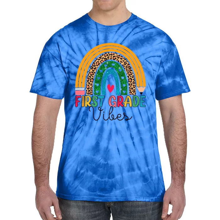 First Grade Rainbow Leopard 1St Grade Vibes Team 1St Grade Gift Tie-Dye T-Shirt