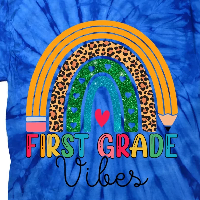 First Grade Rainbow Leopard 1St Grade Vibes Team 1St Grade Gift Tie-Dye T-Shirt