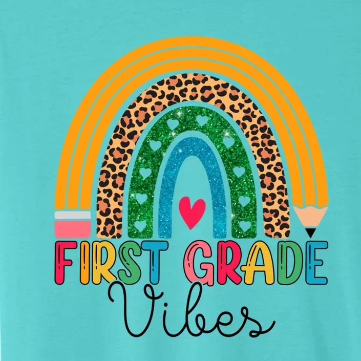 First Grade Rainbow Leopard 1St Grade Vibes Team 1St Grade Gift ChromaSoft Performance T-Shirt