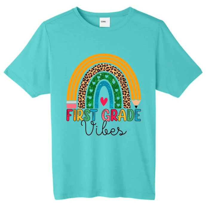 First Grade Rainbow Leopard 1St Grade Vibes Team 1St Grade Gift ChromaSoft Performance T-Shirt