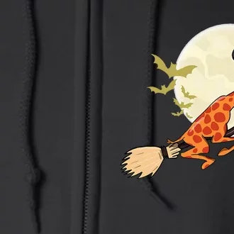 Funny Giraffe Ride Witch Shotgun Giraffe Halloween Full Zip Hoodie