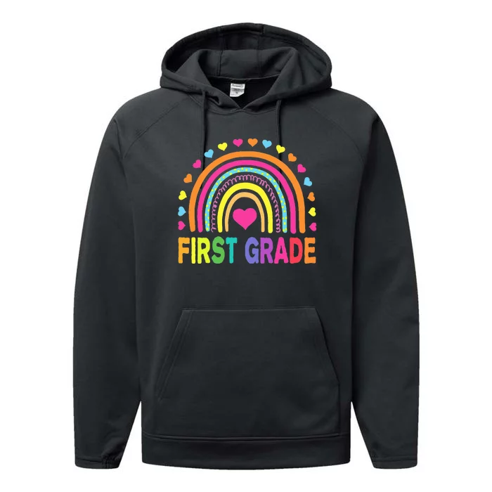 First Grade Rainbow Teacher Team 1st Grade Squad Performance Fleece Hoodie