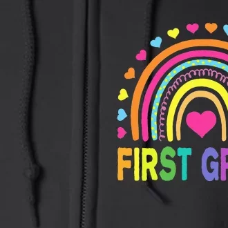 First Grade Rainbow Teacher Team 1st Grade Squad Full Zip Hoodie