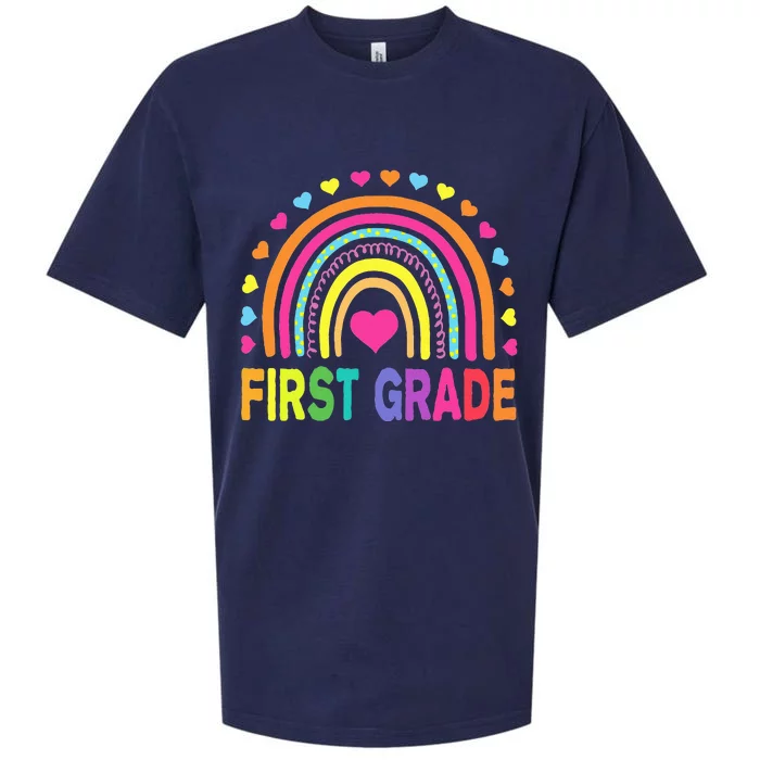 First Grade Rainbow Teacher Team 1st Grade Squad Sueded Cloud Jersey T-Shirt