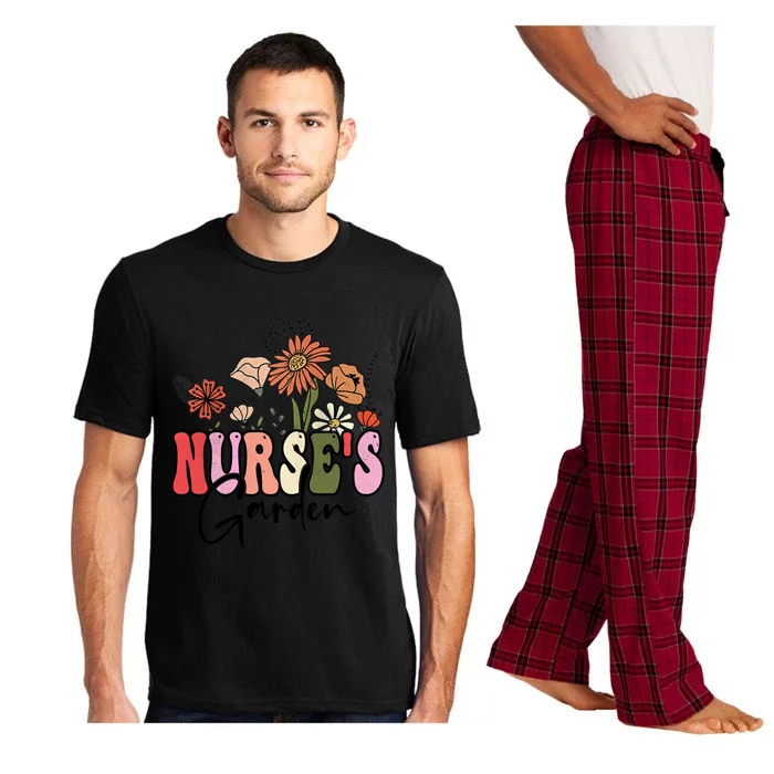 Flowers Groovy Retro Nurses Garden Meaningful Gift Pajama Set