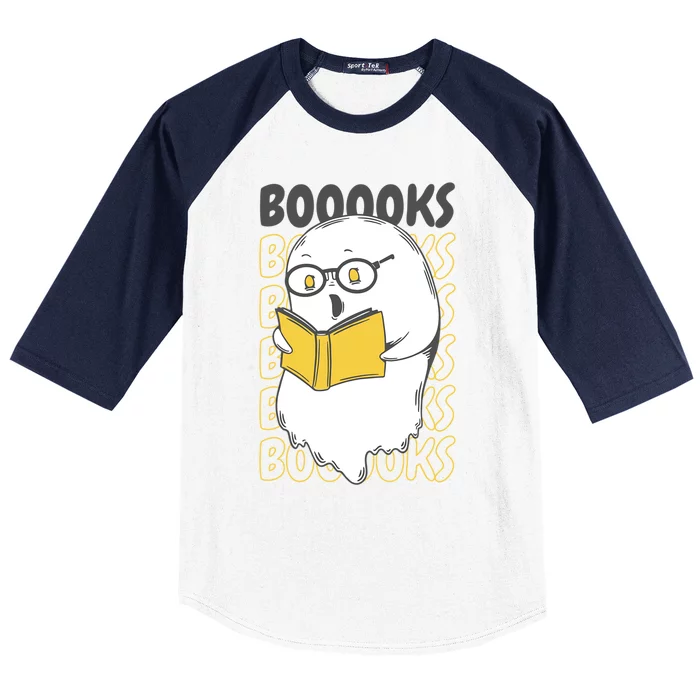 Funny Ghost Reading Books Gift Baseball Sleeve Shirt