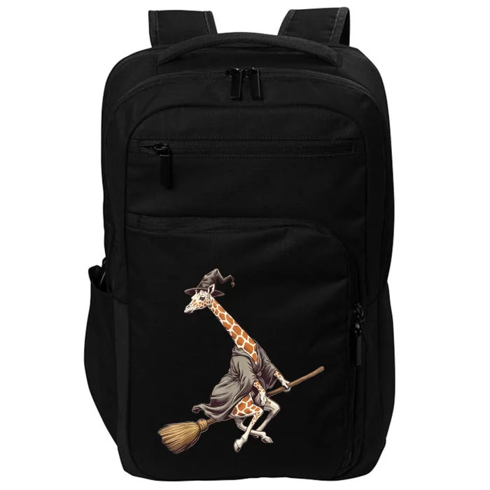 Funny Giraffe Ride Witch Shotgun Giraffe Happy Halloween Impact Tech Backpack