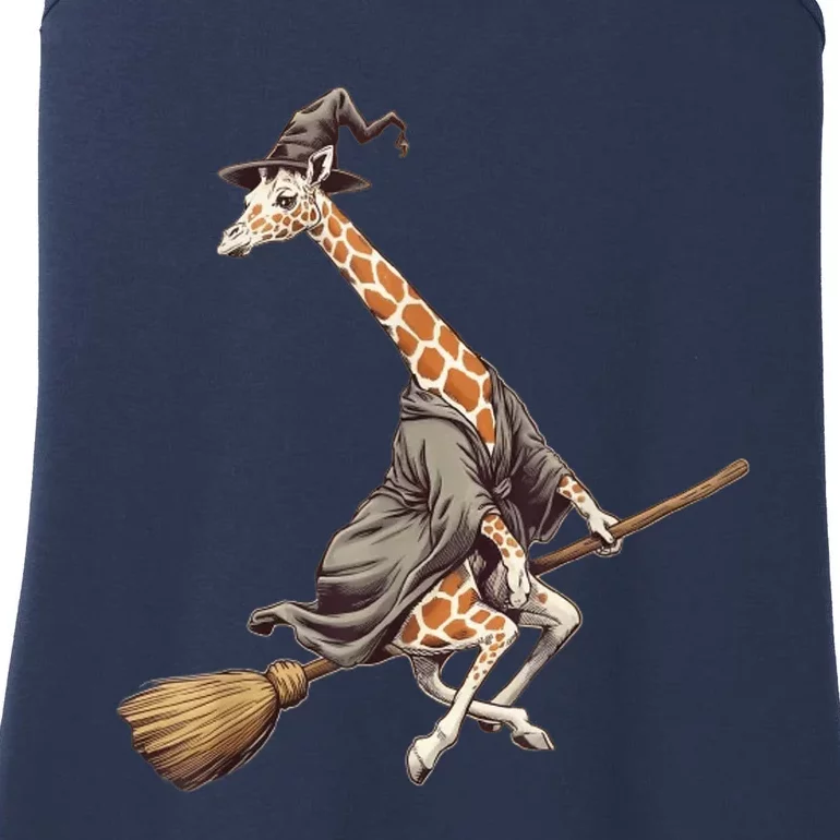 Funny Giraffe Ride Witch Shotgun Giraffe Happy Halloween Ladies Essential Tank