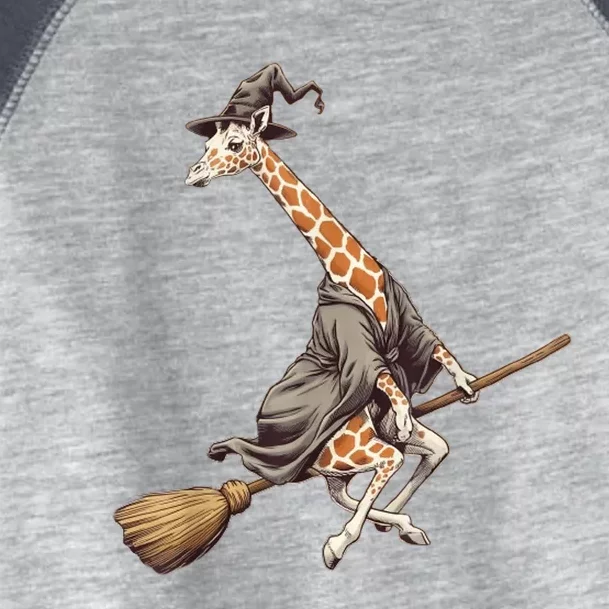 Funny Giraffe Ride Witch Shotgun Giraffe Happy Halloween Toddler Fine Jersey T-Shirt