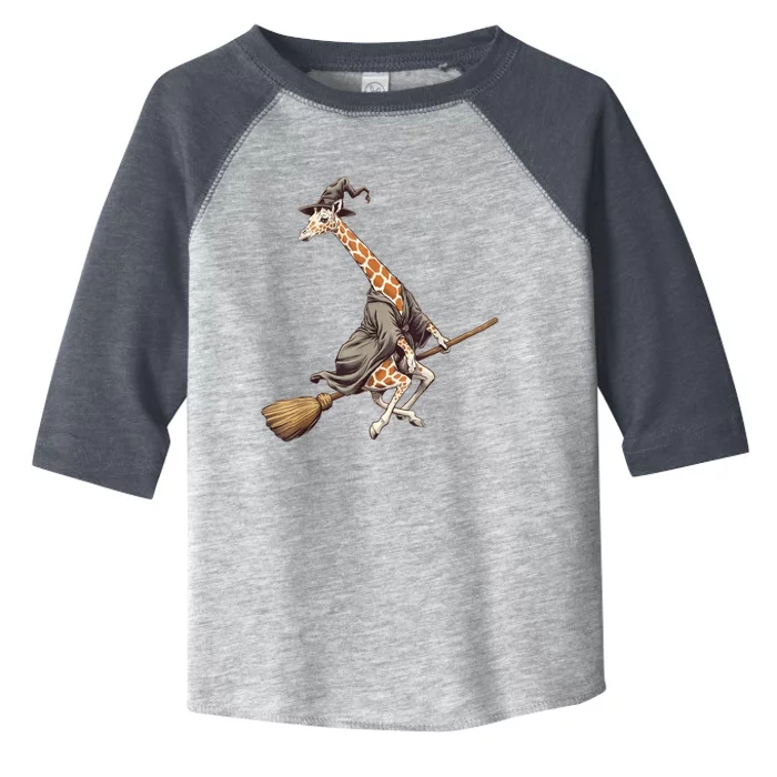 Funny Giraffe Ride Witch Shotgun Giraffe Happy Halloween Toddler Fine Jersey T-Shirt