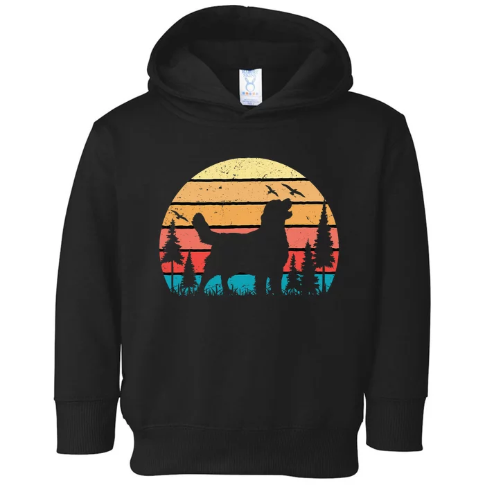 Funny Golden Retriever Dog Puppy Lover Retro Sunset Toddler Hoodie