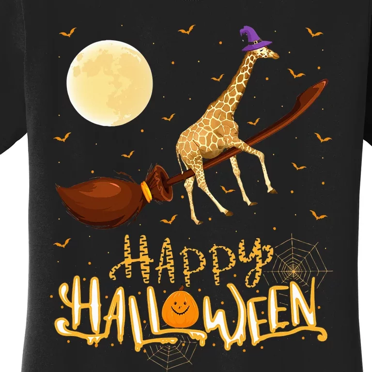 Funny Giraffe Ride Witch Shotgun Giraffe Halloween Women's T-Shirt