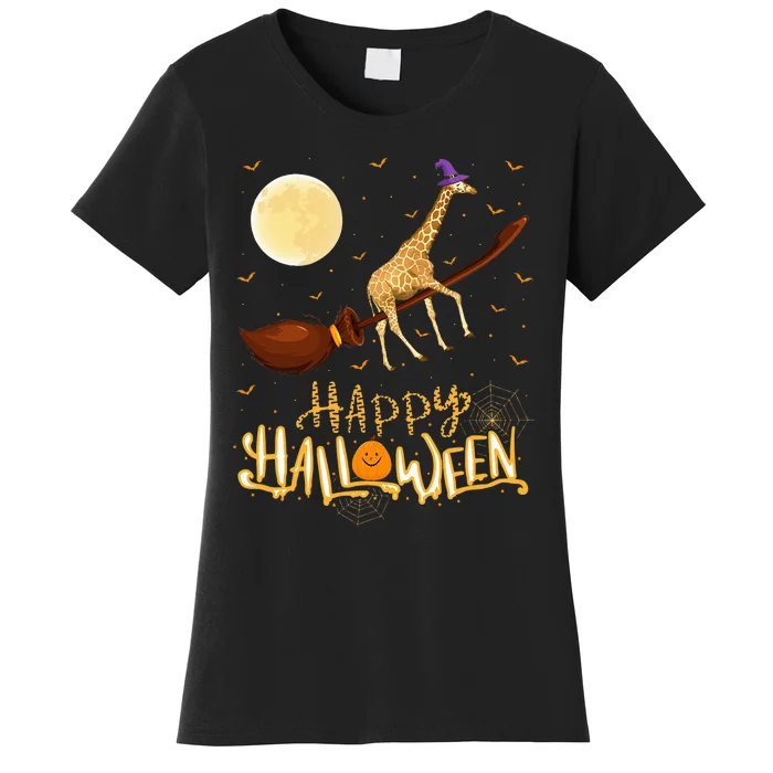 Funny Giraffe Ride Witch Shotgun Giraffe Halloween Women's T-Shirt