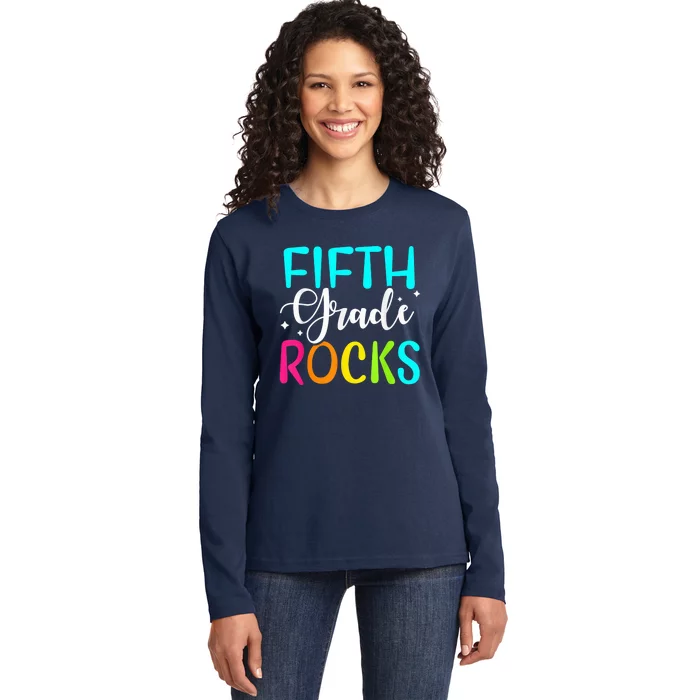 Fifth Grade Rocks Shirt Team 5th Grade Teacher Ladies Long Sleeve Shirt