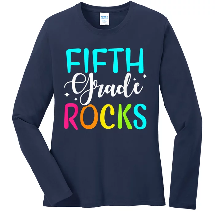 Fifth Grade Rocks Shirt Team 5th Grade Teacher Ladies Long Sleeve Shirt