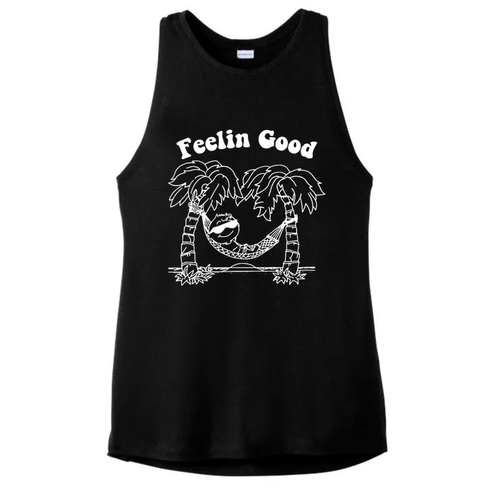 Feelin Good Relaxing In Hammock Ladies Tri-Blend Wicking Tank