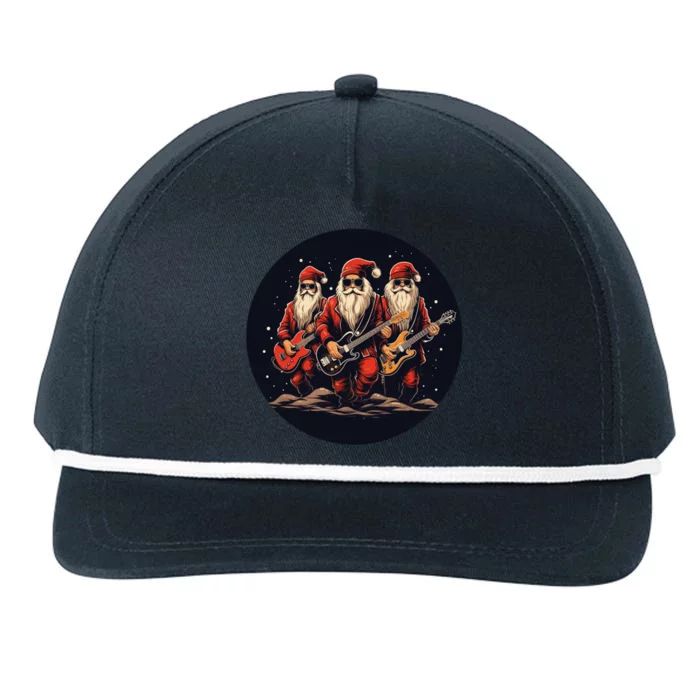 Funny Guitar Rocker With Santa Claus For Happy Christmas Eve Great Gift Snapback Five-Panel Rope Hat