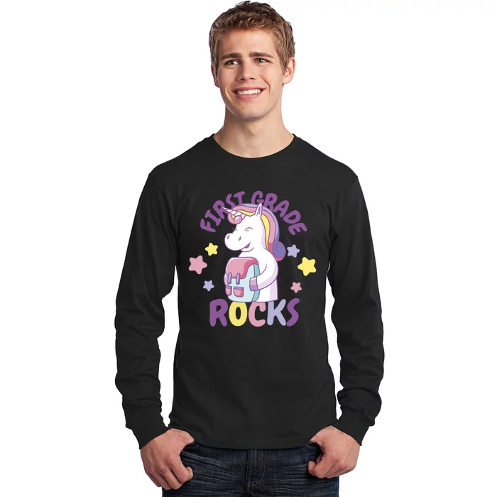 First Grade Rocks Unicorn Back To School Long Sleeve Shirt