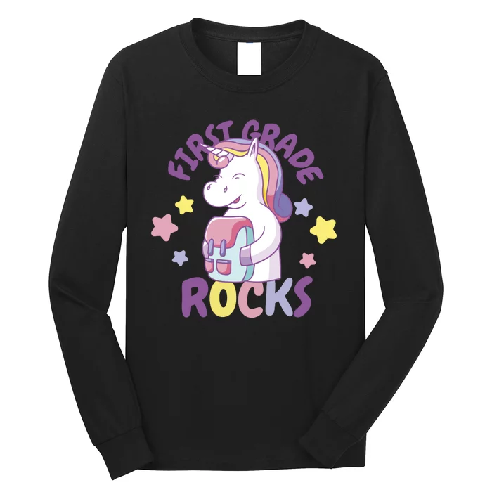 First Grade Rocks Unicorn Back To School Long Sleeve Shirt