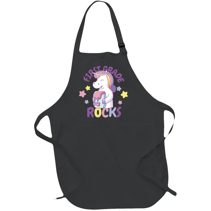 First Grade Rocks Unicorn Back To School Full-Length Apron With Pocket