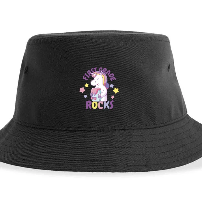 First Grade Rocks Unicorn Back To School Sustainable Bucket Hat