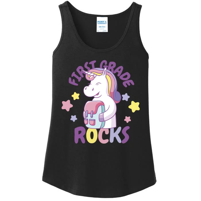 First Grade Rocks Unicorn Back To School Ladies Essential Tank