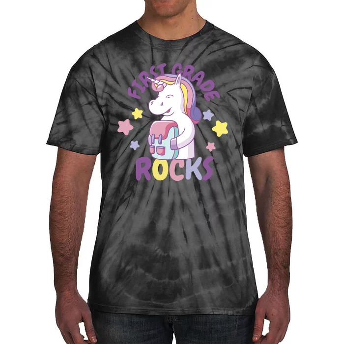 First Grade Rocks Unicorn Back To School Tie-Dye T-Shirt