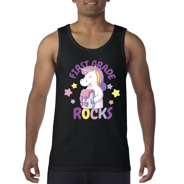 First Grade Rocks Unicorn Back To School Tank Top