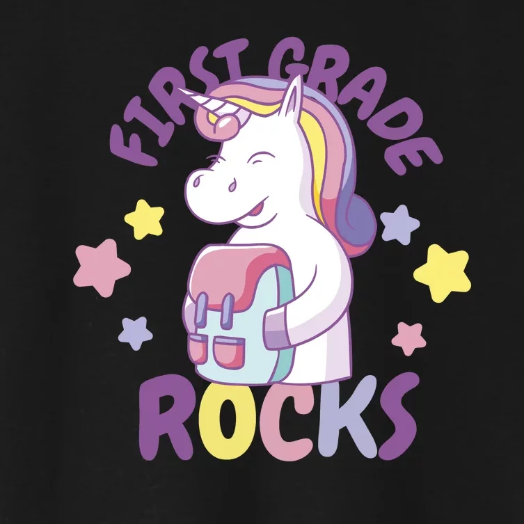 First Grade Rocks Unicorn Back To School Women's Crop Top Tee