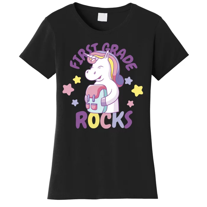 First Grade Rocks Unicorn Back To School Women's T-Shirt