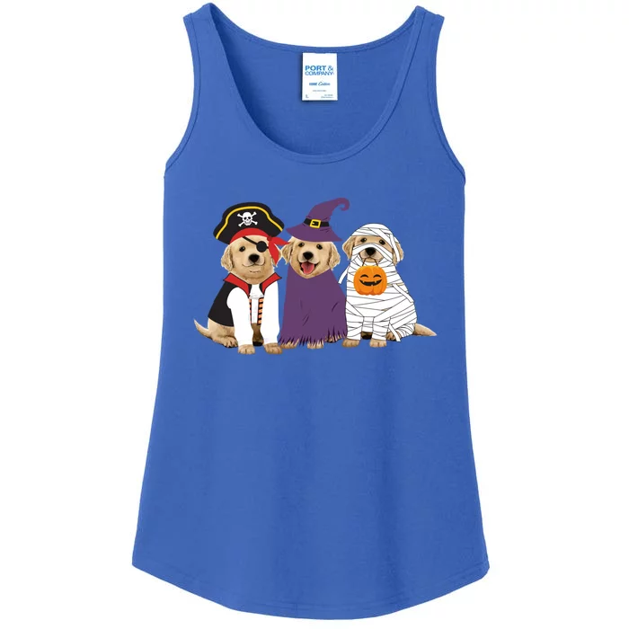 Funny Golden Retriever Pirate Witch Mummy Halloween Costume Gift Ladies Essential Tank