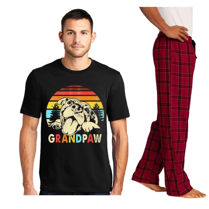 Funny Grandpaw Retro Vintage Pitbull Lovers Grandparents Day Pajama Set