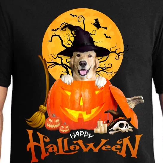 Funny Golden Retriever Dog Spooky Halloween Pajama Set