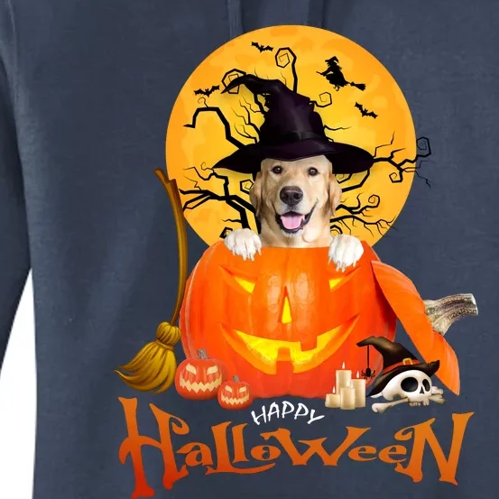 Funny Golden Retriever Dog Spooky Halloween Women's Pullover Hoodie