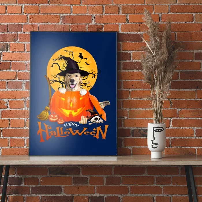 Funny Golden Retriever Dog Spooky Halloween Poster