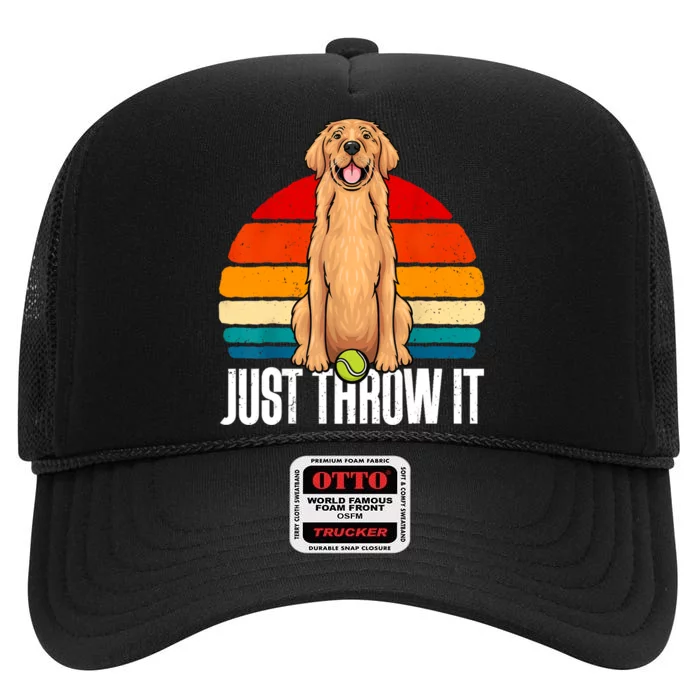 Funny Golden Retriever Owner Dog Lover Golden Retriever High Crown Mesh Trucker Hat