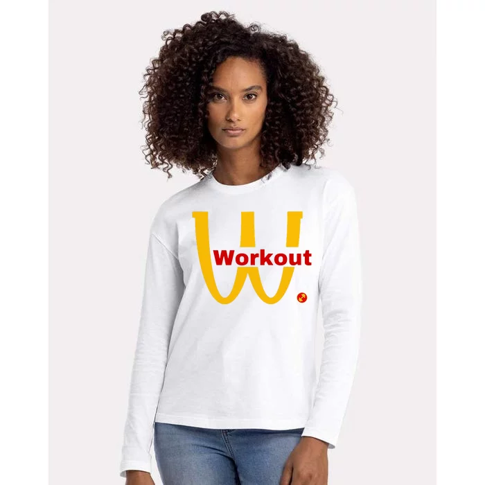 Fitness Gym Sarcastic Spoof Parody Logo Funny Workout Womens Cotton Relaxed Long Sleeve T-Shirt