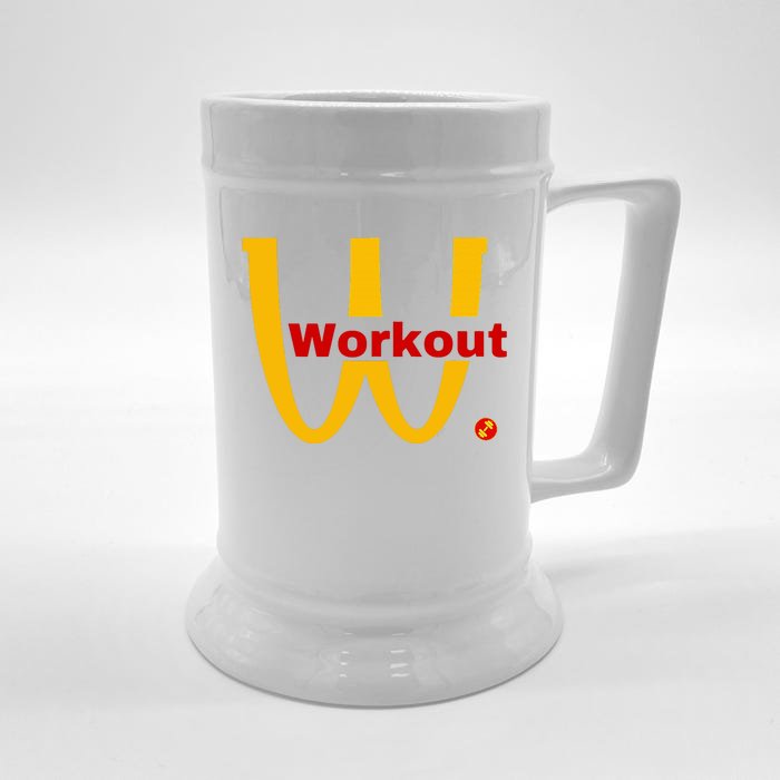 Fitness Gym Sarcastic Spoof Parody Logo Funny Workout Front & Back Beer Stein