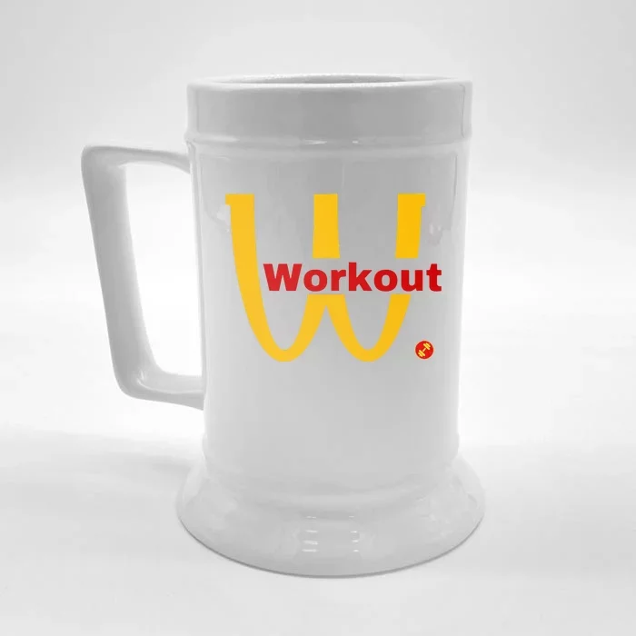 Fitness Gym Sarcastic Spoof Parody Logo Funny Workout Front & Back Beer Stein