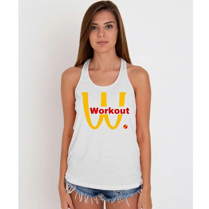 Fitness Gym Sarcastic Spoof Parody Logo Funny Workout Women's Knotted Racerback Tank