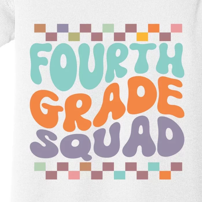 Fourth Grade Squad Retro Groovy Happy First Day Of School Gift Baby Bodysuit