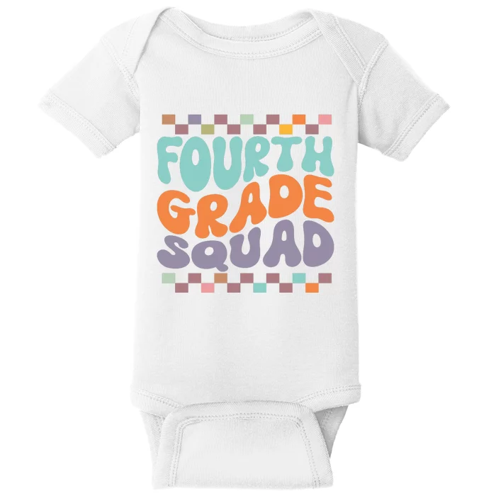 Fourth Grade Squad Retro Groovy Happy First Day Of School Gift Baby Bodysuit