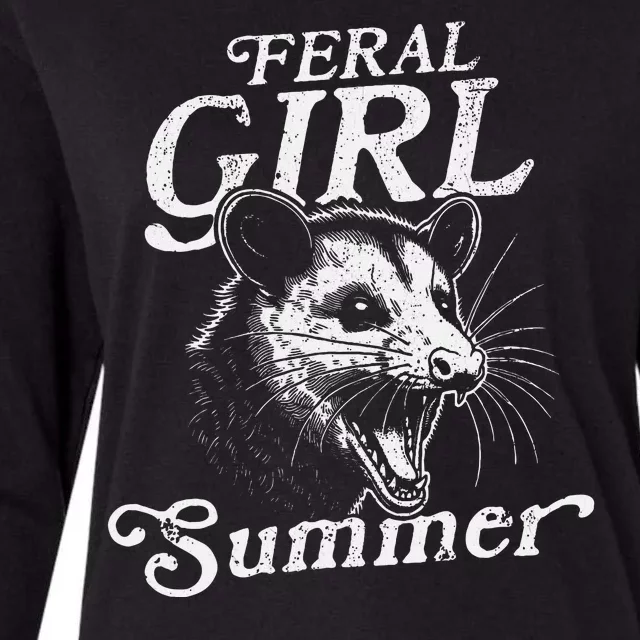 Feral Girl Summer Wild Opossum Fun Womens Cotton Relaxed Long Sleeve T-Shirt