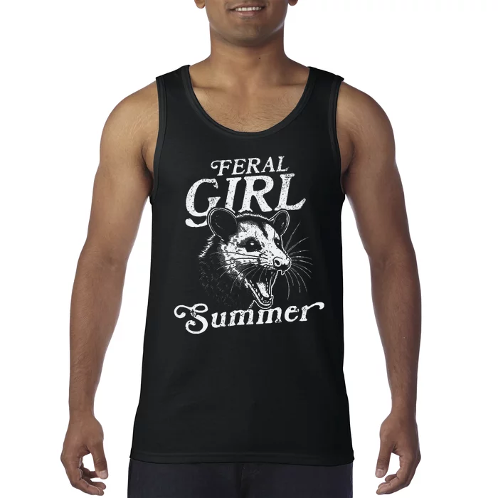 Feral Girl Summer Wild Opossum Fun Tank Top