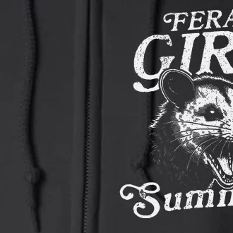 Feral Girl Summer Wild Opossum Fun Full Zip Hoodie