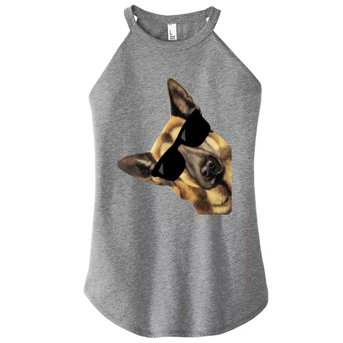 Funny Ger Shepherd Dog With Sunglasses Gift Women’s Perfect Tri Rocker Tank